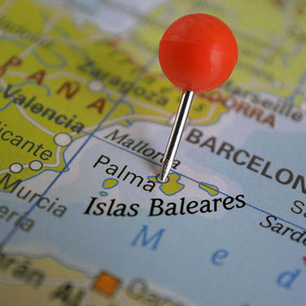 Fragmento de mapa marcando las las Islas Baleares